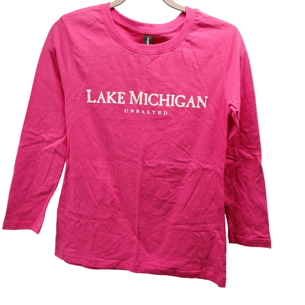 Destinations Lake Michigan Unsalted Pink Long Sleeve T Shirt Women's Medium‎